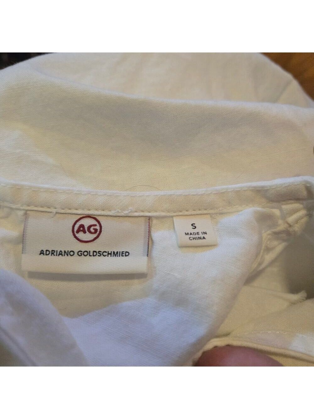 AG Adriano Goldschmied Ivory Ruffle Dress Small Linen Blend Host Pick - Picture 3 of 6